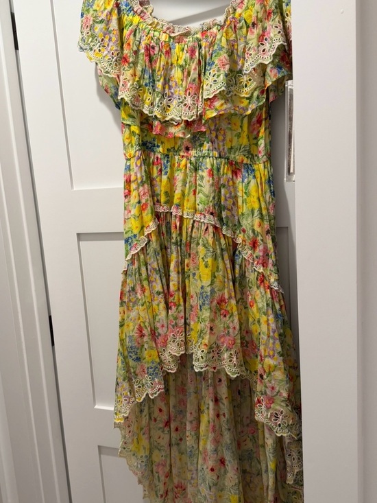 LoveShackFancy Dresses & Skirts - LoveShackFancy Yellow Floral High-Low Ruffle Dress